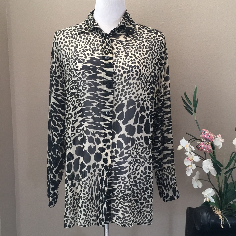 Dorman 100% Silk Leopard Blouse